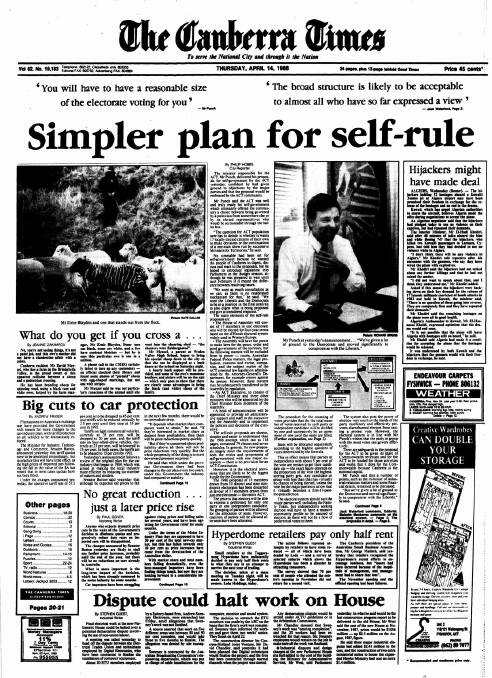 The front page of the paper on this day in 1988.