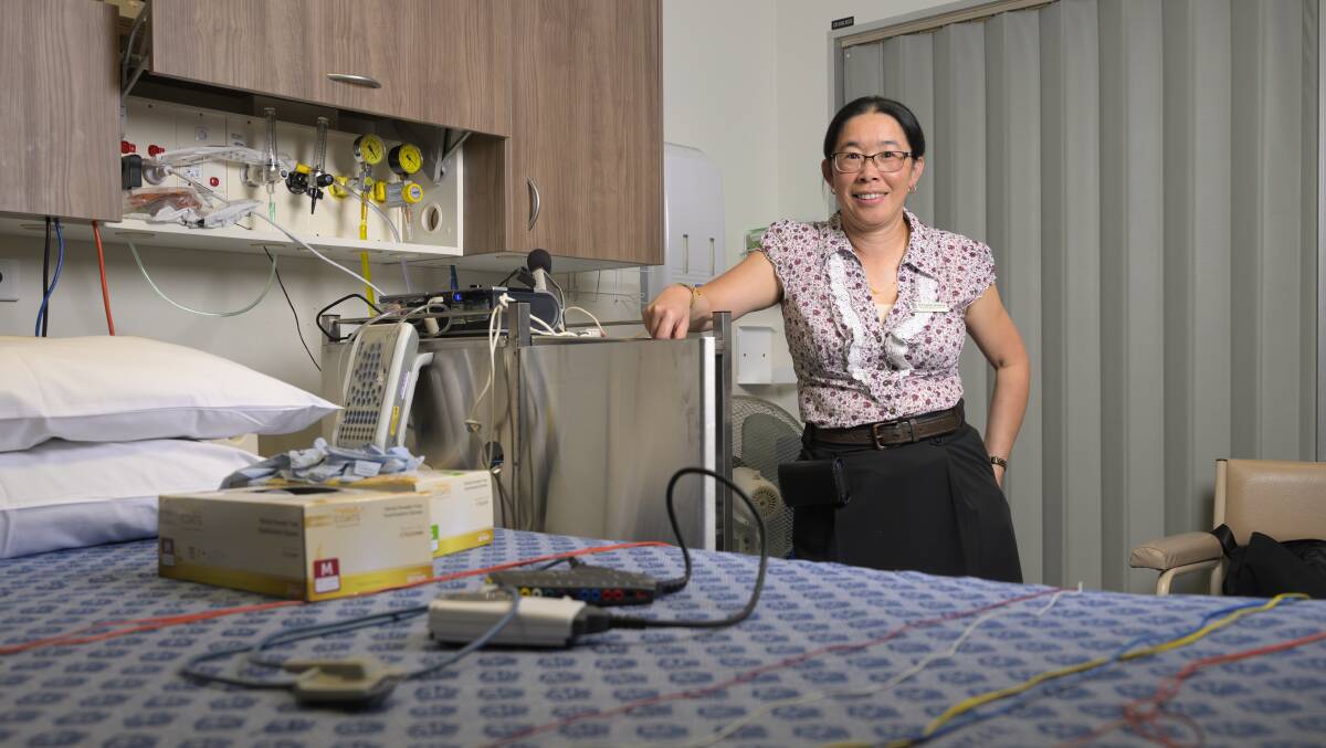 Dr Carol Huang with the tools of her trade at Canberra Hospital's sleep clinic. Picture by Keegan Carroll