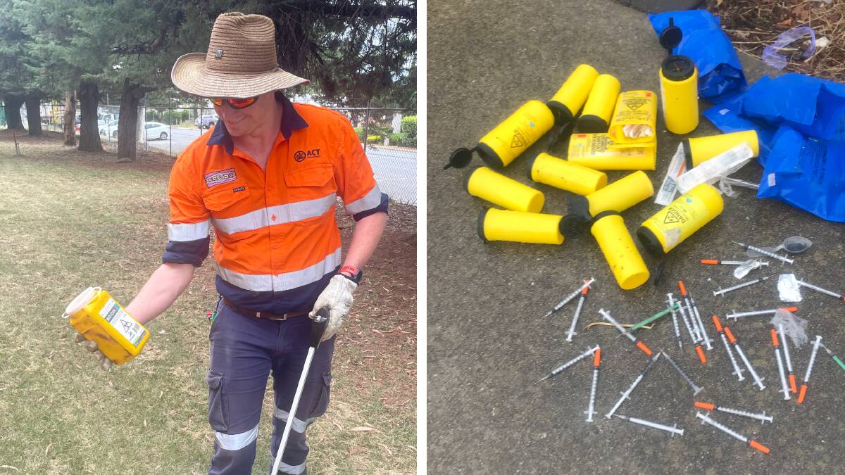 A ranger collecting sharps in Canberra. Pictures supplied