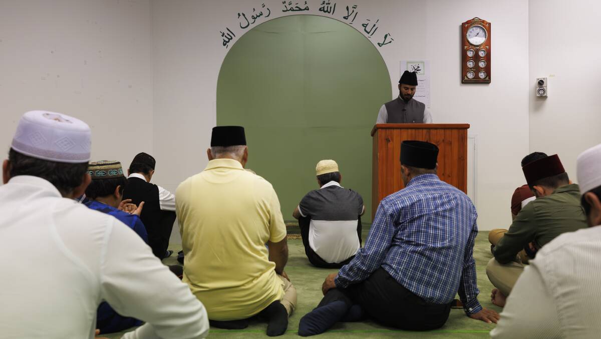 Friday prayers during Ramadan at the Ahmadiyya Muslim community centre. Picture by Keegan Carroll