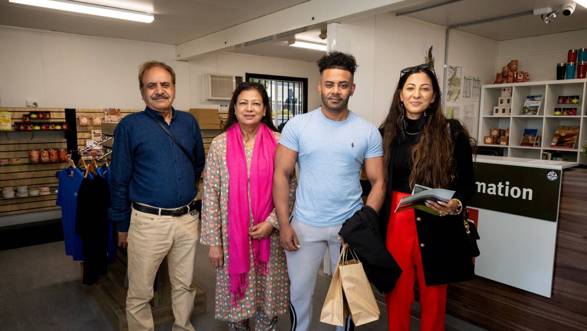 Mohammad Hussain Jaffery and Syeda Shaheen Akhtar with Mansoor Nawab and Sonia Singh at Tidbinbilla's new visitor centre. Picture by Elesa Kurtz