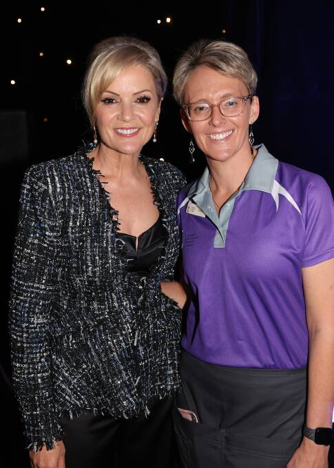 Channel Ten journalist Sandra Sully, left, was MC for the night. She is pictured with Cathy Willett. Picture supplied 