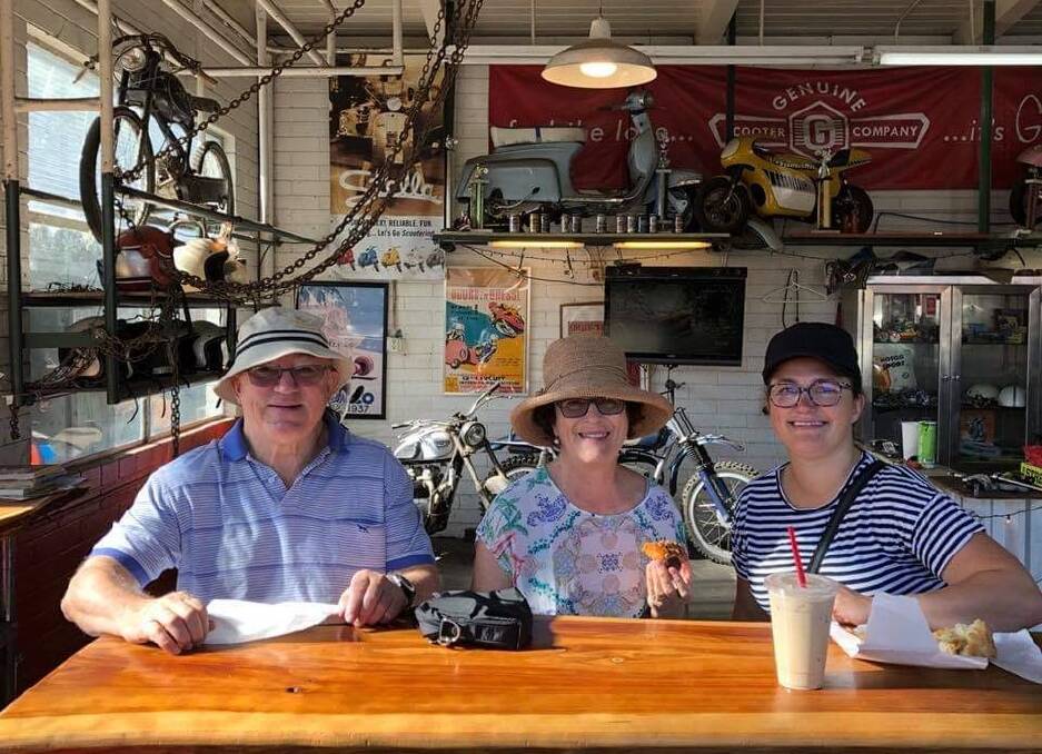 Claire and her parents John and Colette Mackay visiting her in Sonoma, California. Picture:Supplied