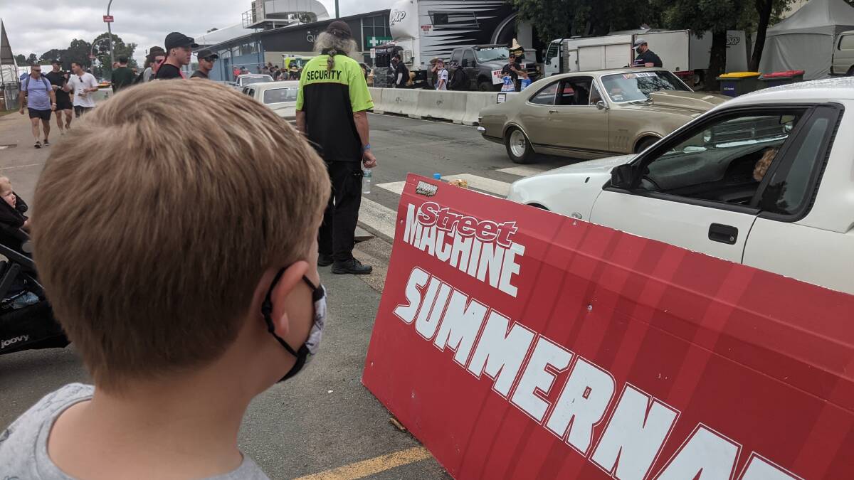 My son loved his first visit to Summernats yesterday. Picture: Megan Doherty