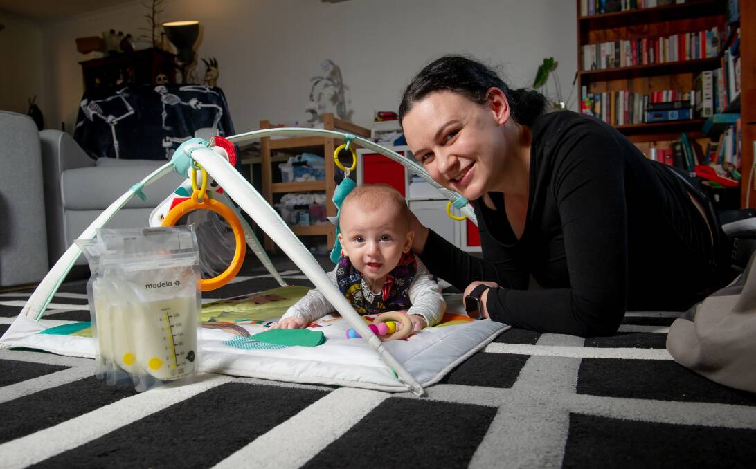Charnwood mum Lucy Bennett with her six-month-old son Zachary Southwell and some of the breast milk she will donate to the Mothers Milk Bank Charity. Picture: Elesa Kurtz
