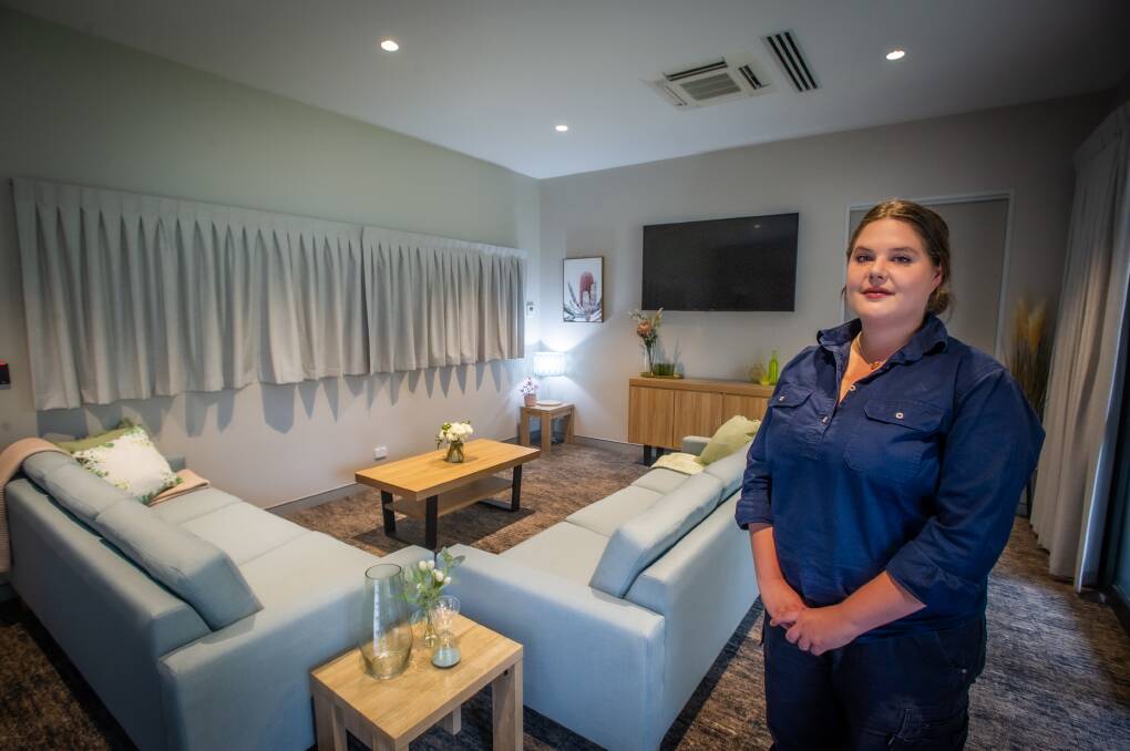 Michelle Dariol in the viewing room of the ACT's first government-run crematorium. Picture: Karleen Minney