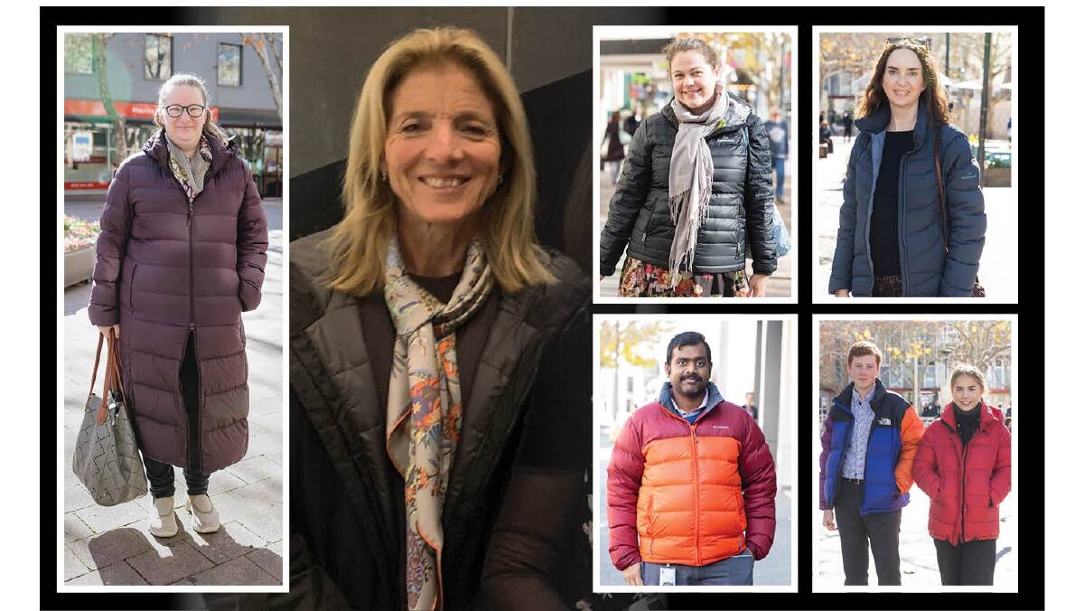 Caroline Kennedy this week in Canberra in her puffer jacket surrounded by Canberrans who share her love of the cosy garment.
