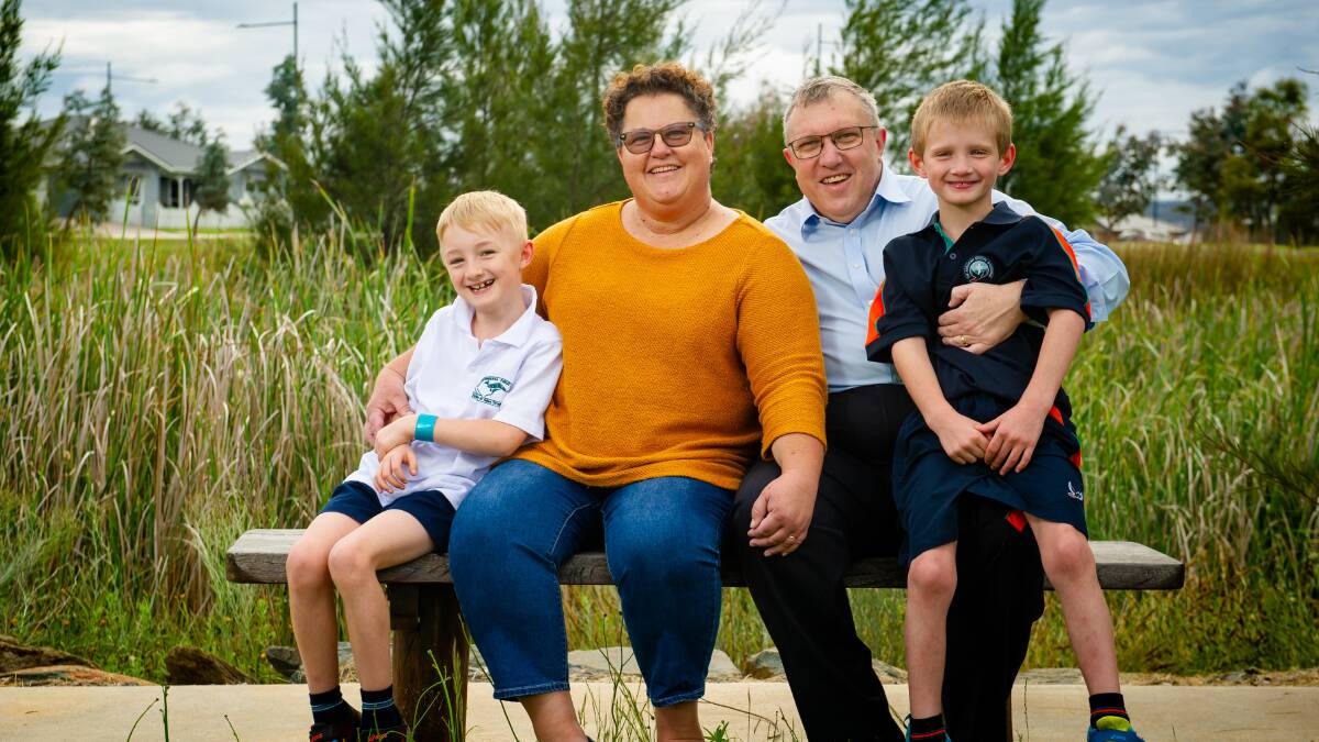Outgoing Queanbeyan-Palerang councillor Trudy Taylor with husband Shane and their children Leslie, 7, and Damon, 6. Picture: Elesa Kurtz