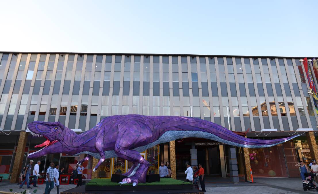 A dinosaur in Civic Square. Picture by James Croucher 