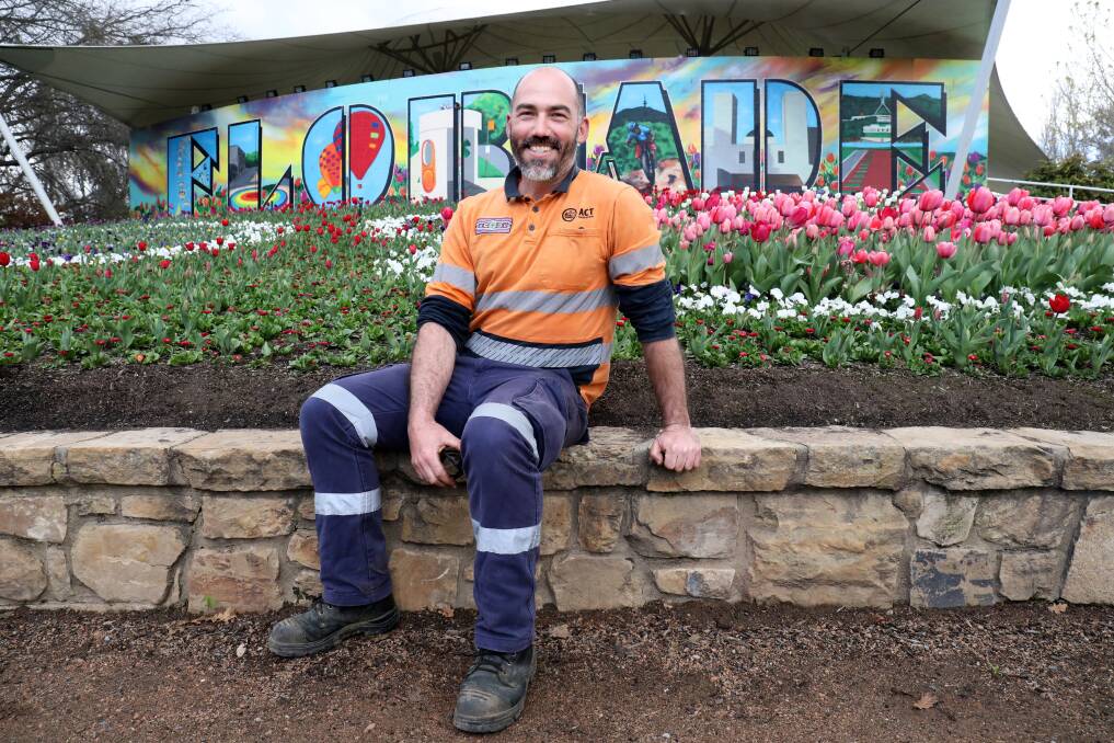 Floriade head gardener Tim Howard at Commonwealth Park on Friday. Picture by James Croucher