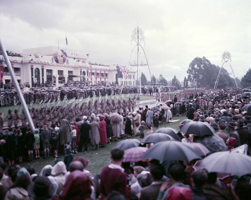 The crowd at Parliament House for a past royal tour. Picture supplied