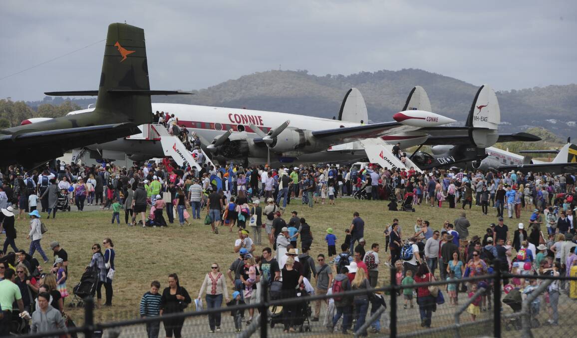 Crowds at the 2016 Canberra Airport open day. Picture: Graham Tidy