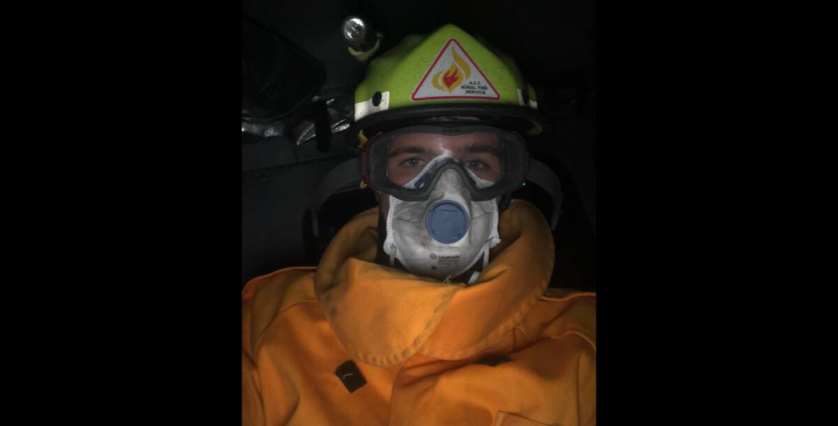  Joel Doble, now 19, at the Orroral Valley fire. Picture: Supplied