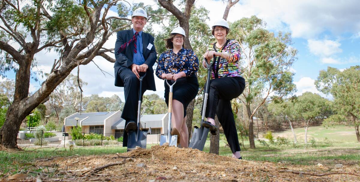 Professor Paul Smith in 2020 helping to break ground on a new early intervention autism centre in Garran which was funded by the John James Foundation. Picture: Elesa Kurtz