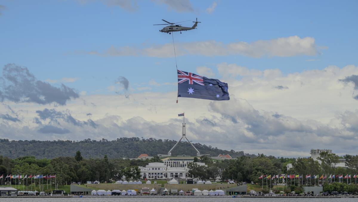 The helicopter flypast. Picture by Keegan Carroll 