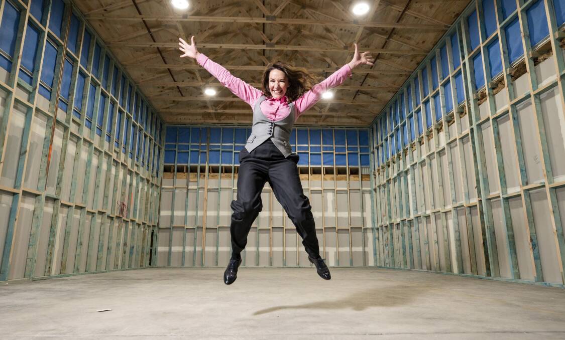 Lexi Sekuless in the shell of what will be The Mill Theatre. Picture: Martin Ollmann