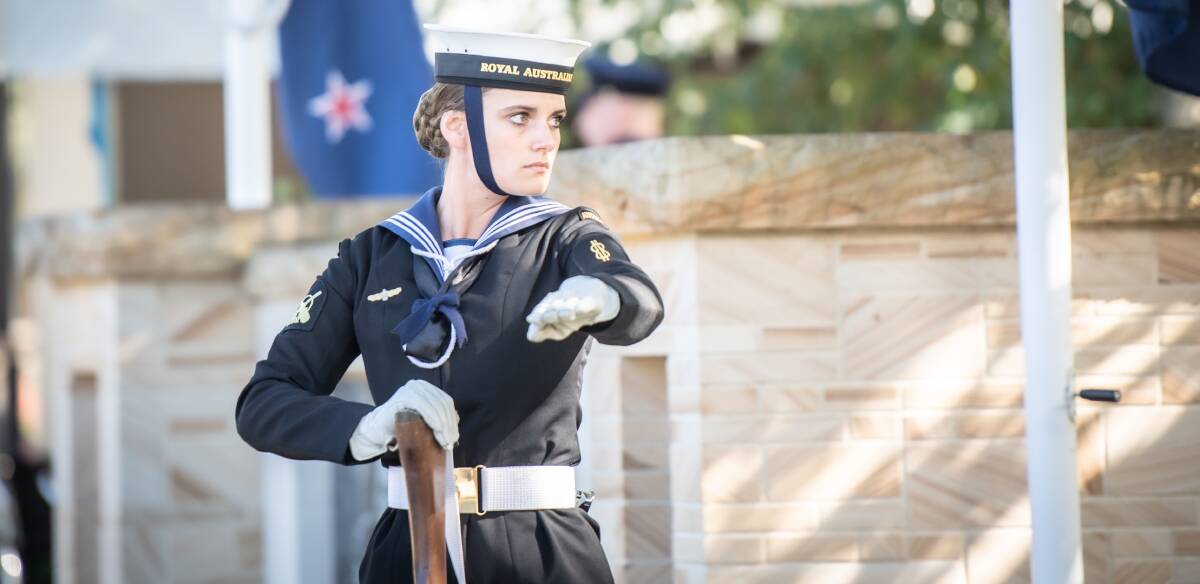 The catafalque party on Friday was provided by Australia's Federation Guard. Picture: Karleen Minney