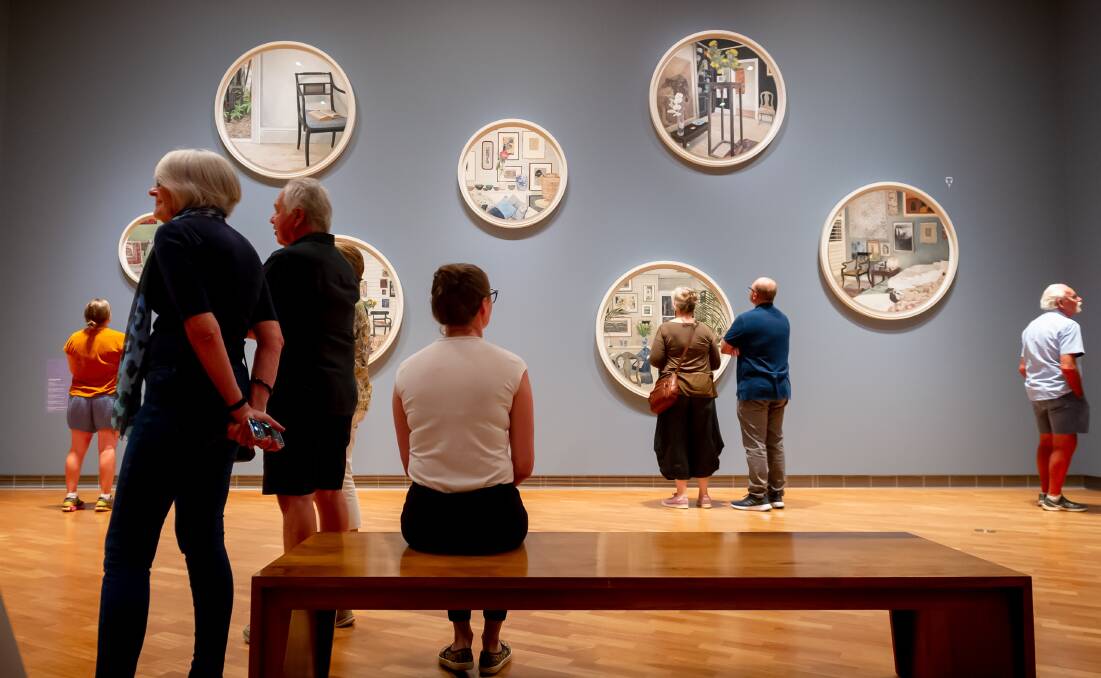 Some of the many thousands of people who have taken in the Cressida Campbell exhibition at the National Gallery of Australia over spring and summer. Picture by Elesa Kurtz