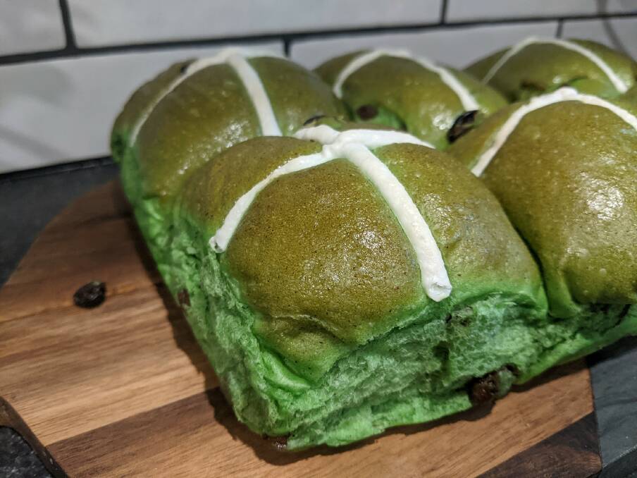 Don't forget the green hot cross buns at the Wanniassa bakery. Picture: Megan Doherty