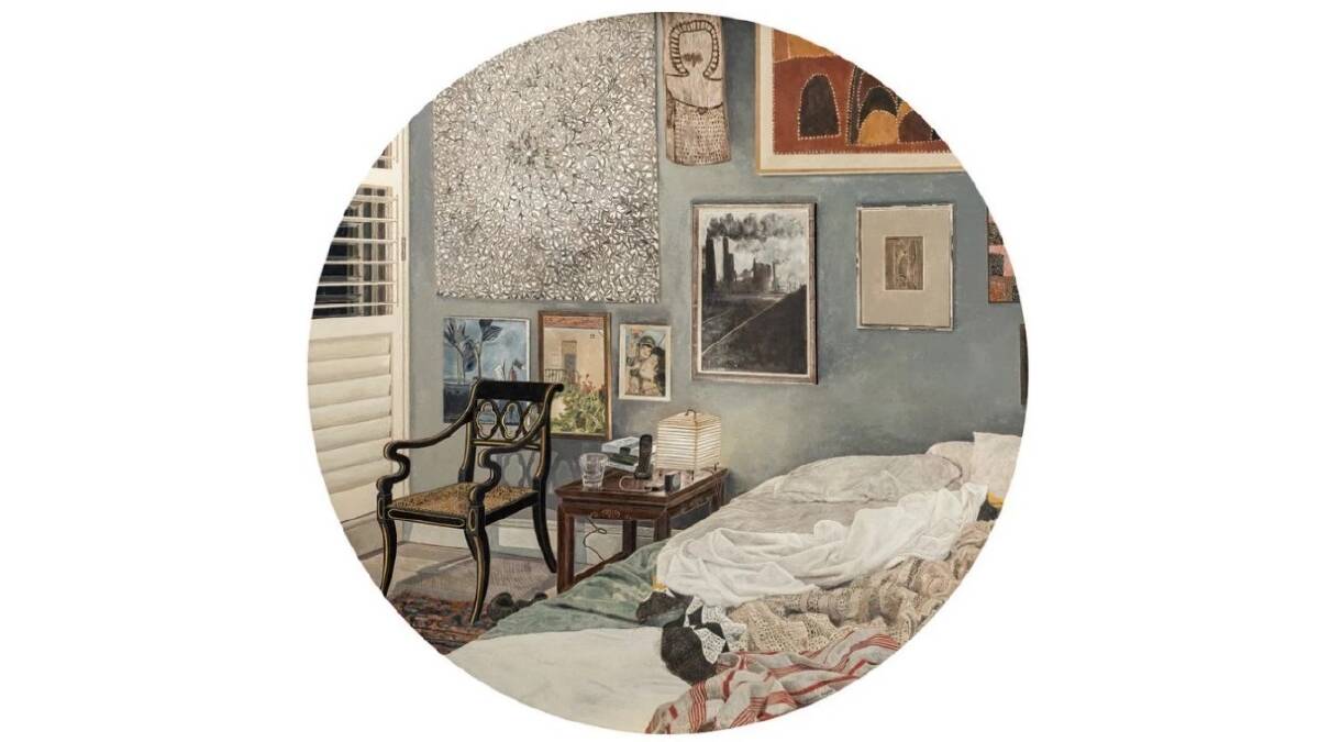 The National Gallery has acquired Campbell's 2022 woodblock painting Bedroom nocturne, which is part of the exhibition. Picture supplied