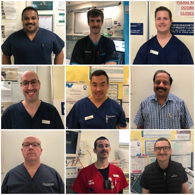 Some of the moustaches doing the rounds of the Canberra Hospital. Picture: Supplied