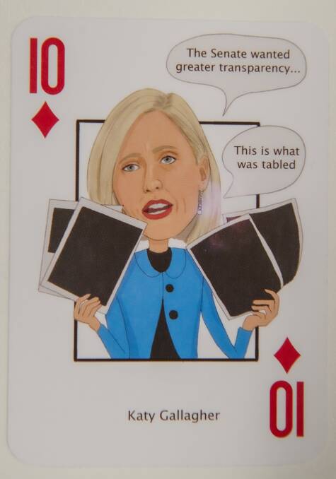 ACT Labor senator Katy Gallagher also made it onto a card. Picture: Karleey Minney
