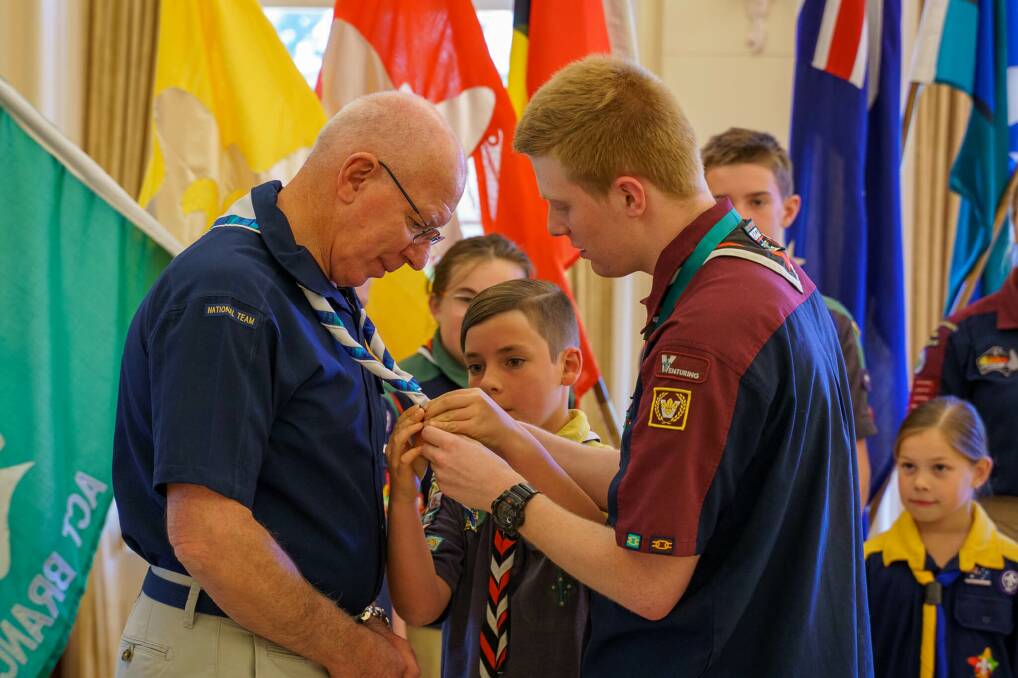 Governor-General David Hurley being sworn in as Chief Scout of Scouts Australia. Picture supplied 