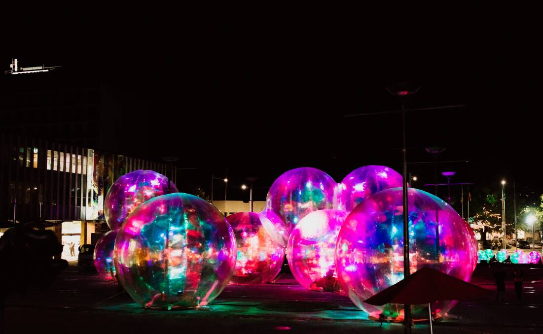 Ephemeral lit up in Civic Square. Picture: Supplied