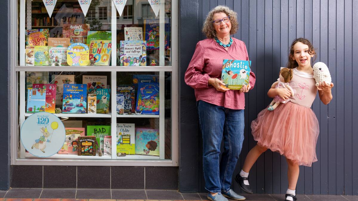 Dr Stephanie Owen Reeder with her granddaughter Ava Adore Hope and her new book Ghostie at The Book Cow Kingston where the book will be launched on Saturday. Picture: Sitthixay Ditthavong