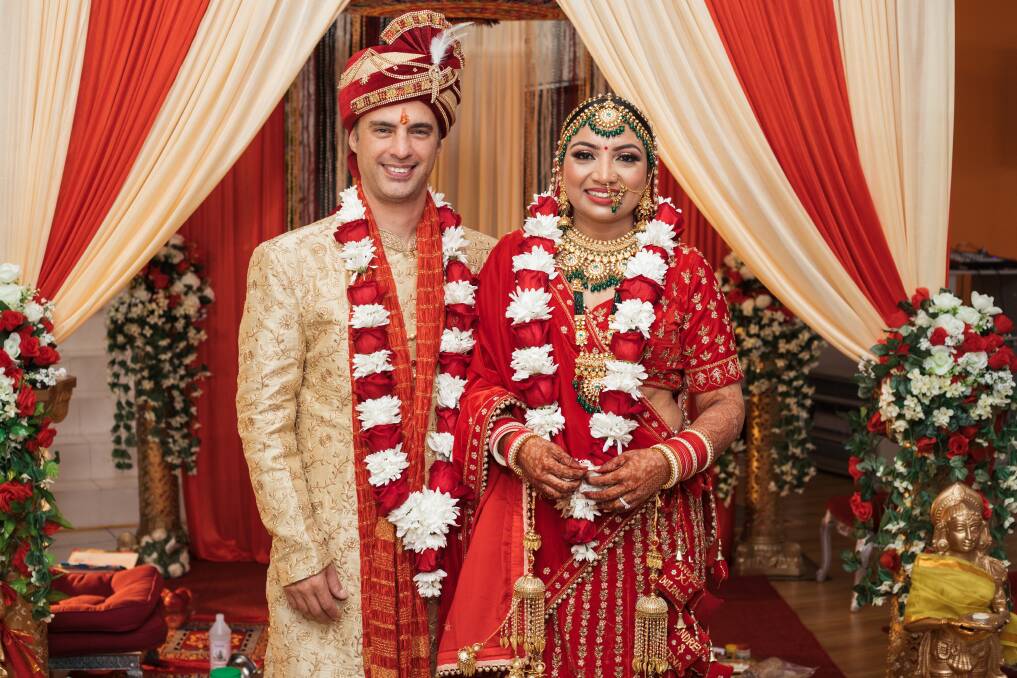 Andrew and Reena celebrated with a traditional Hindu ceremony after their Parliament House wedding. Picture: Supplied