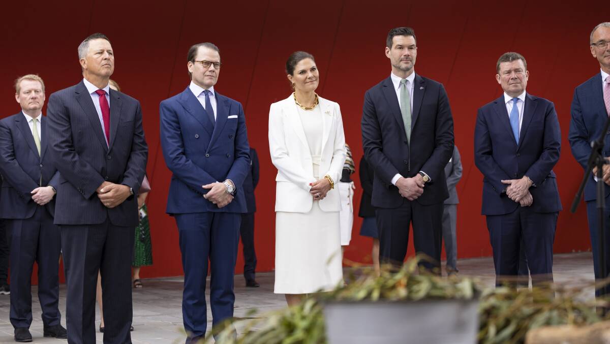 Princess Victoria is travelling with her husband Prince Daniel (left) and Johan Forssell, the Swedish Minister for International Development Cooperation and Foreign Trade (right). Picture by Keegan Carroll