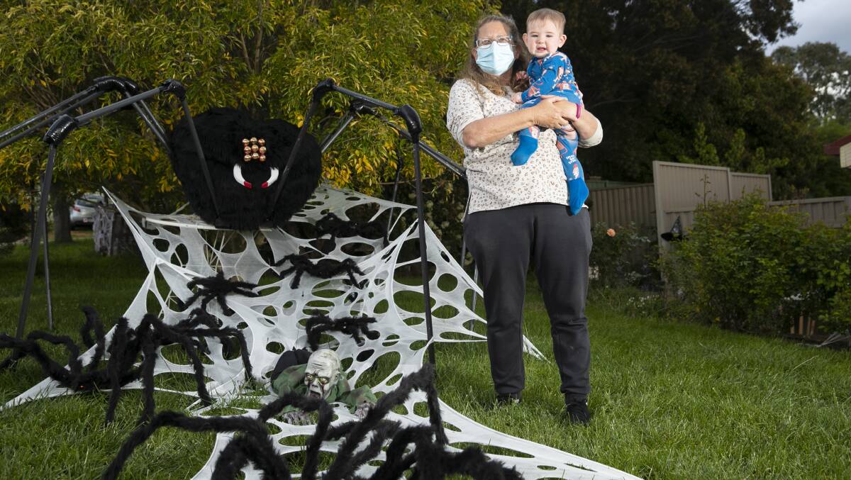 Jo Matthews and grandson Ollie Maiden on spooky Ammon Place. Picture: Keegan Carroll