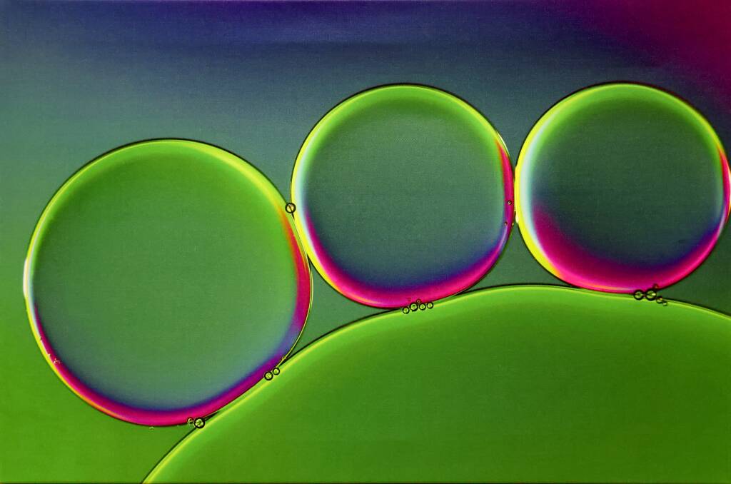 Cate McDonald's photograph on canvas, Bubbles 3.