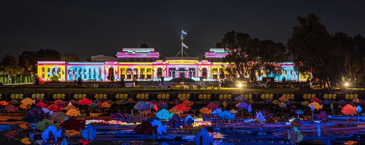 Old Parliament House will still be part of Enlighten this year despite last December's devastating fire. Picture: Supplied
