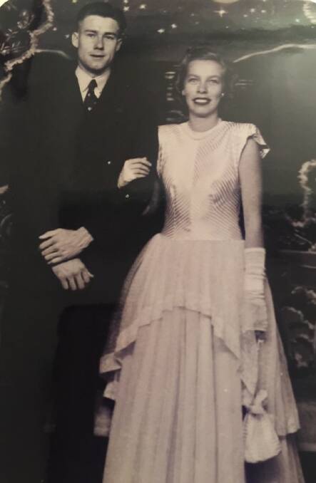 Warren and Dorothy Hine on the night they met, at a ball at the University of Queenland. Picture: Supplied