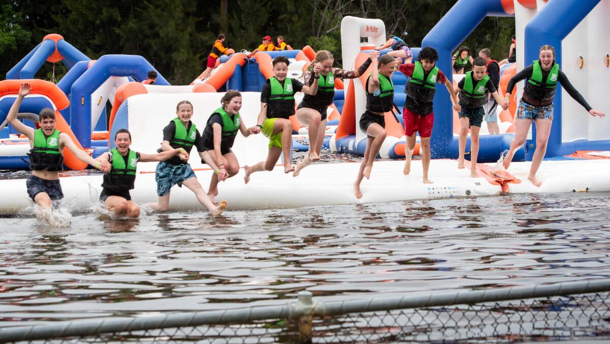 The Canberra Aqua Park, pictured last year, has become a fixture of summer in the national capital. Picture by Elesa Kurtz