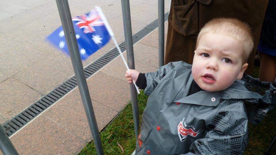 William Clayton, then two, when he met the Queen in Canberra in 2011. Picture: Supplied