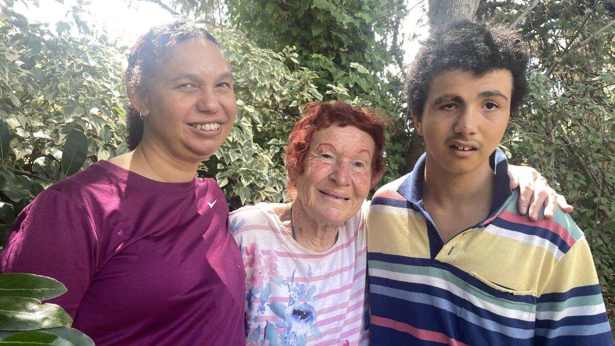 Courtney Leiba's daughter Nadine, wife Marion and grandson Griffin, 16, at the Leibas' home in Kambah on Thursday. Picture by Megan Doherty