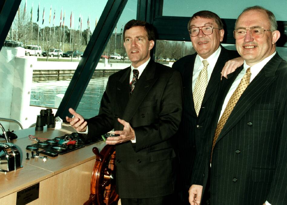 Mr Service in 1999 for the launch of Floriade with David Marshall and Jim Mackay. Picture: Peter Wells
