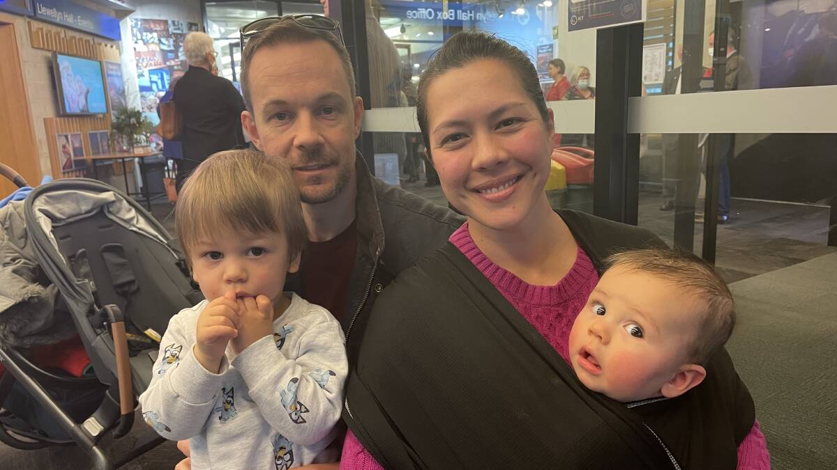 Rivett couple Peter Johns and Nat McCann wanted to attend the memorial to give thanks to Dr Peter Scott who delivered their sons Morgan, two, and Arlo, six months. Picture: Megan Doherty