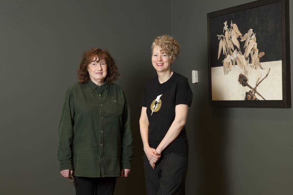 Cressida Campbell and curator Sarina Noordhuis-Fairfax. Picture by Keegan Carroll