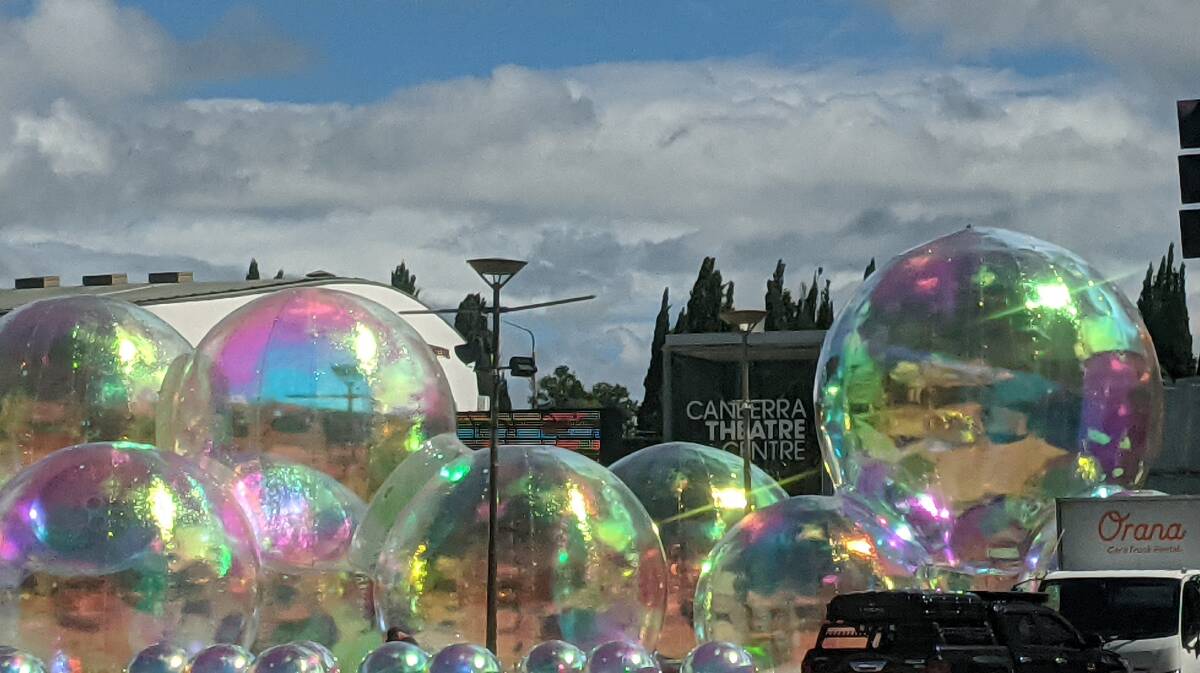 Bubbles take over Civic Square for Enlighten. Picture: Megan Doherty
