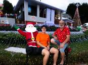Brett Ingram and son Connor at their Christmas lights display in Gordon. Picture by Elesa Kurtz