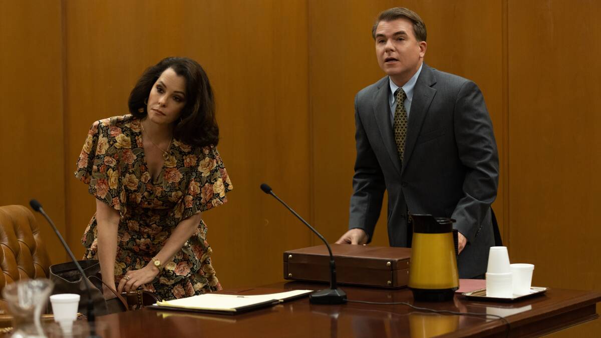 Prosecutor Freda Black and district attorney Jim Hardin are played by Parker Posey and Cullen Moss. Picture: Binge/HBO