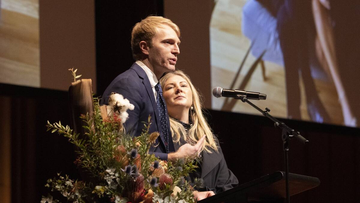 Doctors Dougald Kenny and Nat De Cure spoke to the memorial service on behalf of their colleagues who had worked with Dr Peter Scott. Picture: Keegan Carroll