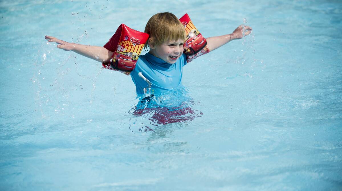 A youngster enjoying the Phillip pool back in the good old days of 2013. Picture by Rohan Thomson