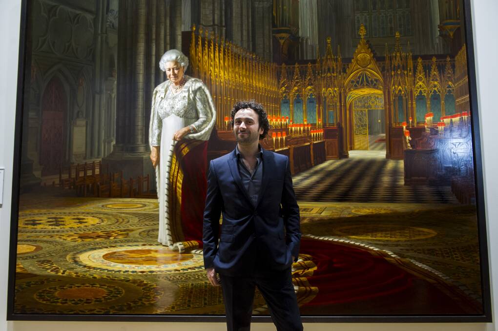 Heimans with his painting of Her Majesty Queen Elizabeth II at the National Portrait Gallery in 2012. Picture by Rohan Thomson
