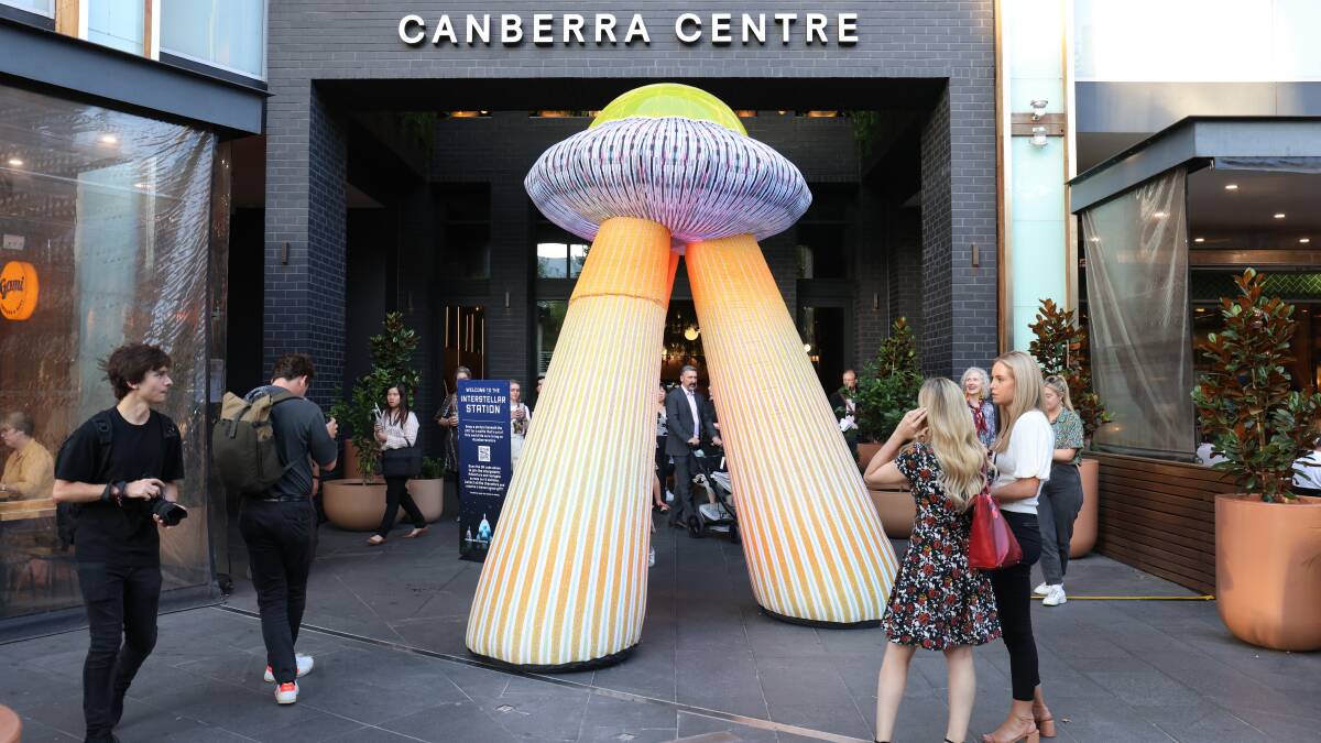UFOs hit the Canberra Centre as part of the Enlighten festival. Picture by James Croucher 