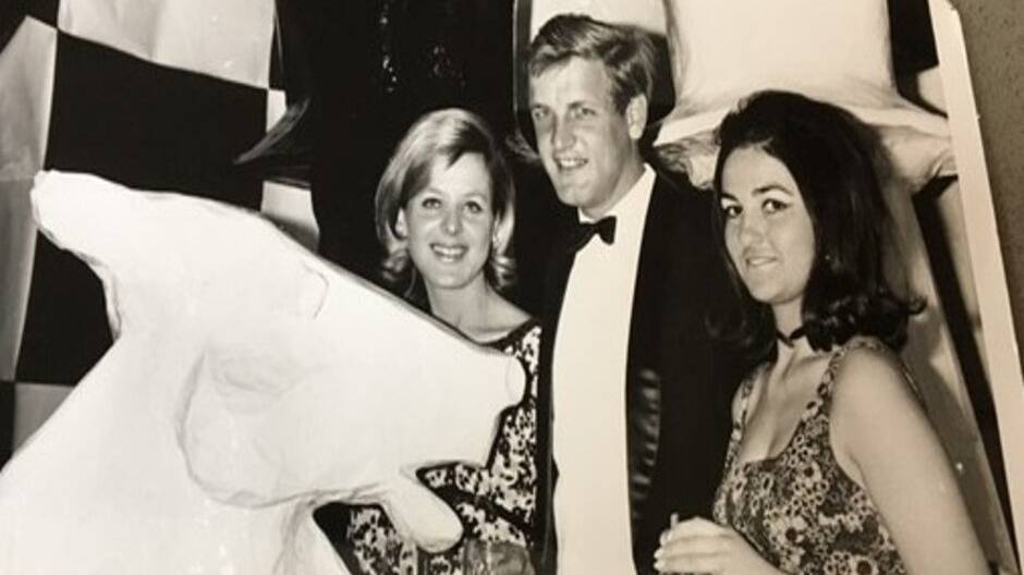 Charmian Lawson (left), husband-to-be Tony and Sally Jane Willams, at the Lawley House Ball in 1968. Picture supplied