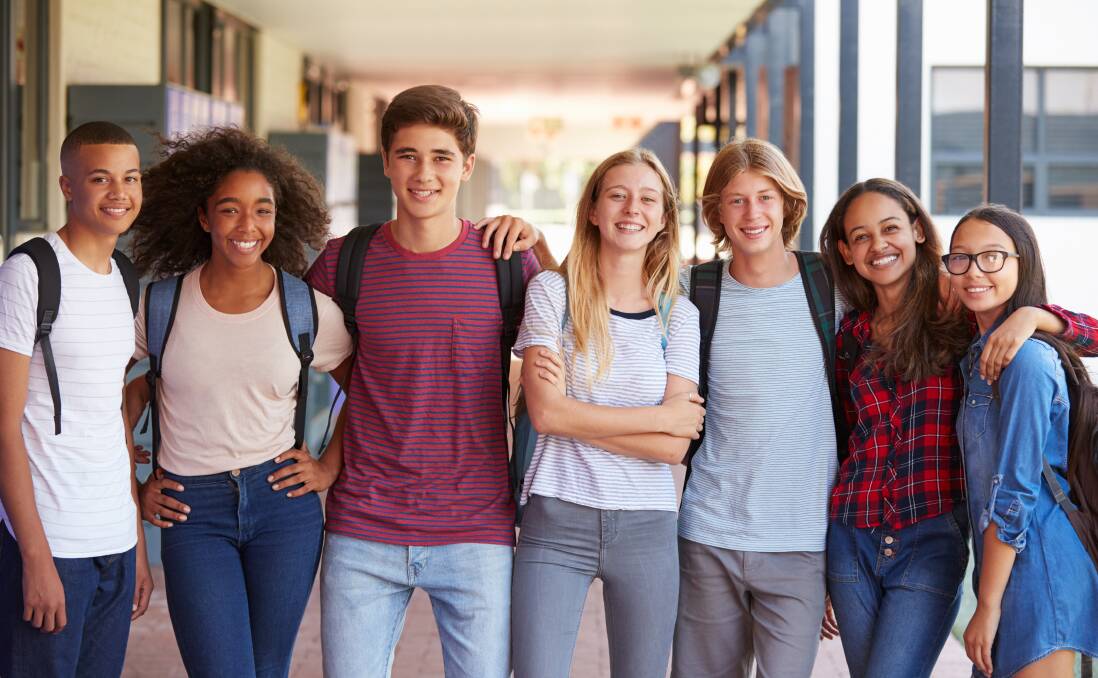 High school kids that look pleasingly like a United Colours of Benetton ad from the 1980s. Picture: Shutterstock